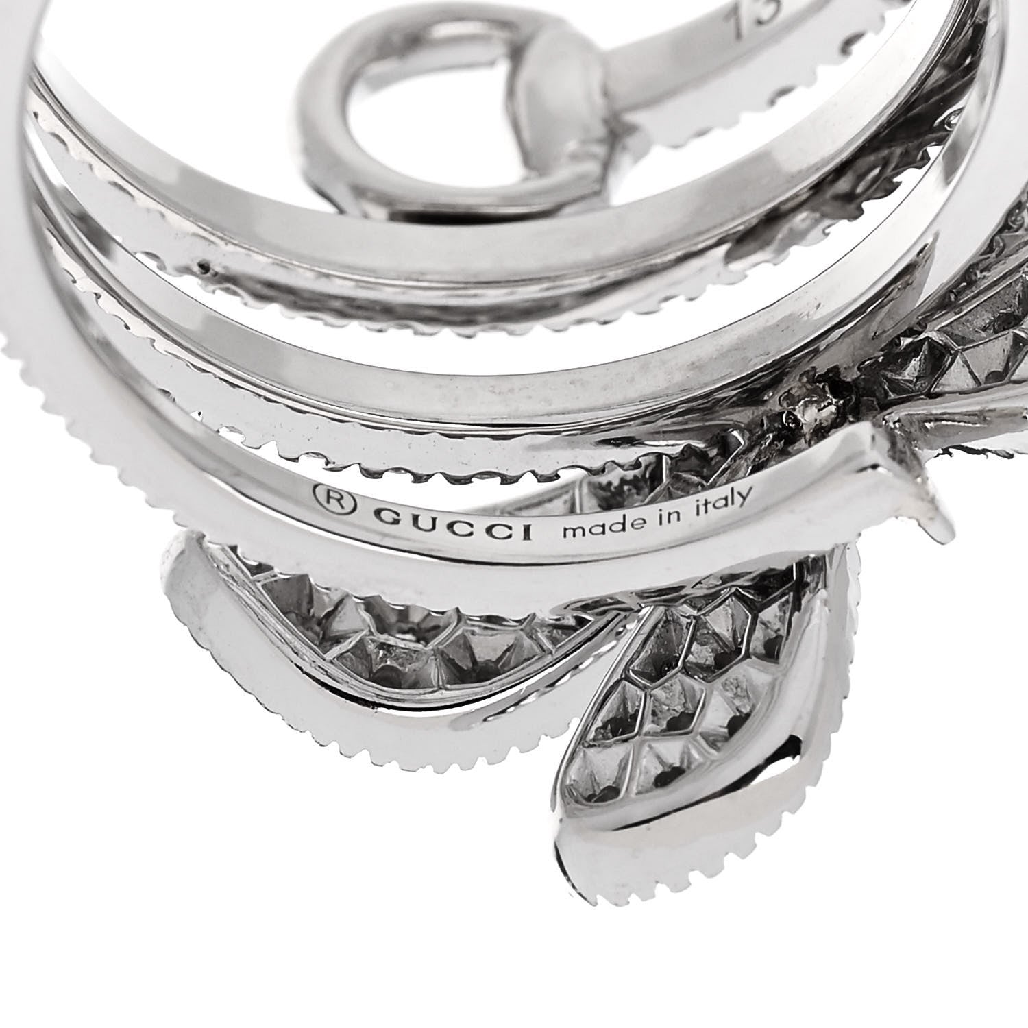 Gucci 18K White Gold Diamond Flora Butterfly Ring 53 6.25 4 of 6