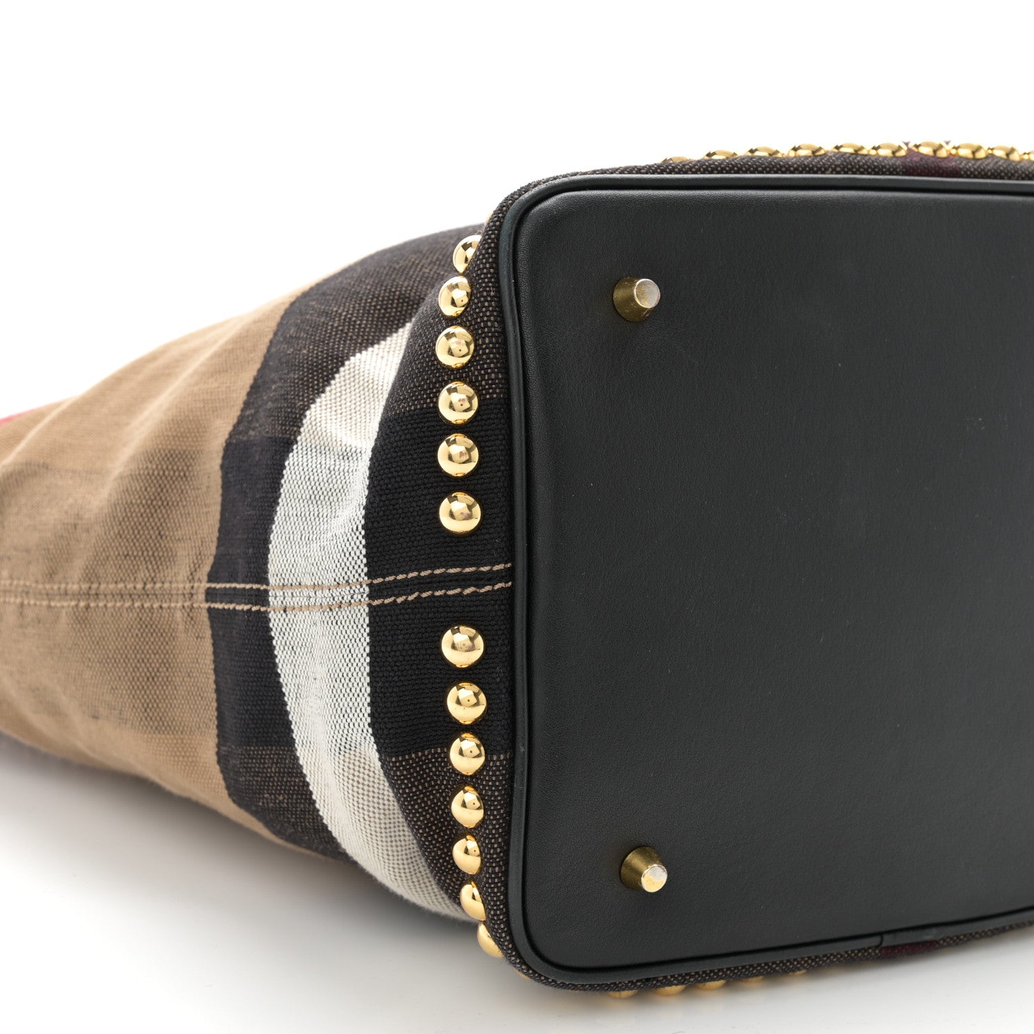 Burberry Canvas Mega Check Studded Medium Ashby Bucket Bag Black 9 of 10