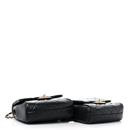 Chanel Lambskin Pearl Quilted Side Packs Black 4 of 12