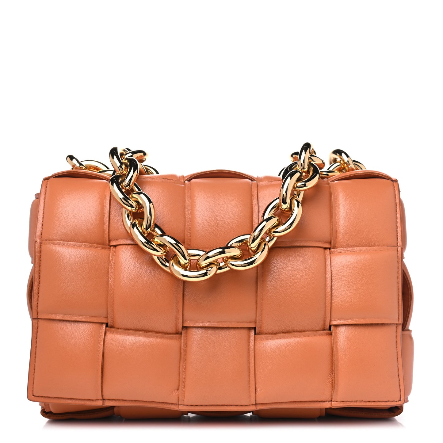 Lambskin Maxi Intreccio Padded Chain Cassette Crossbody Bag Clay