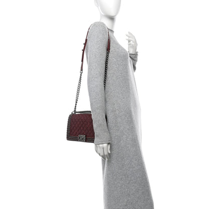 Chanel Glazed Calfskin Quilted Medium Boy Chained Flap Bordeaux 2 of 11