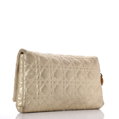 Christian Dior Metallic Calfskin Cannage Flap Clutch Gold 3 of 15