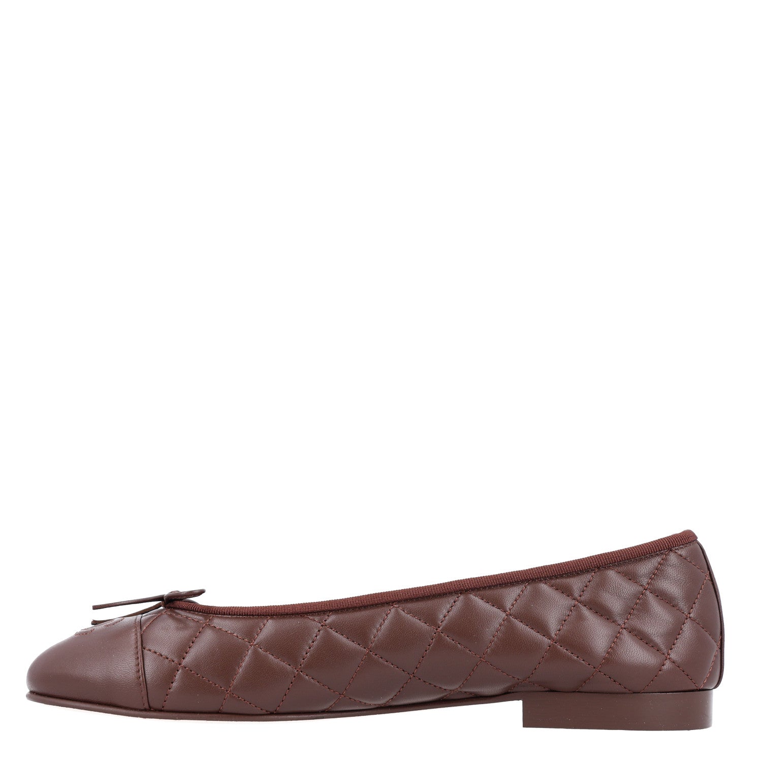 Chanel Lambskin Quilted CC Cap Toe Ballerina Flats 40 Dark Brown 1 of 9