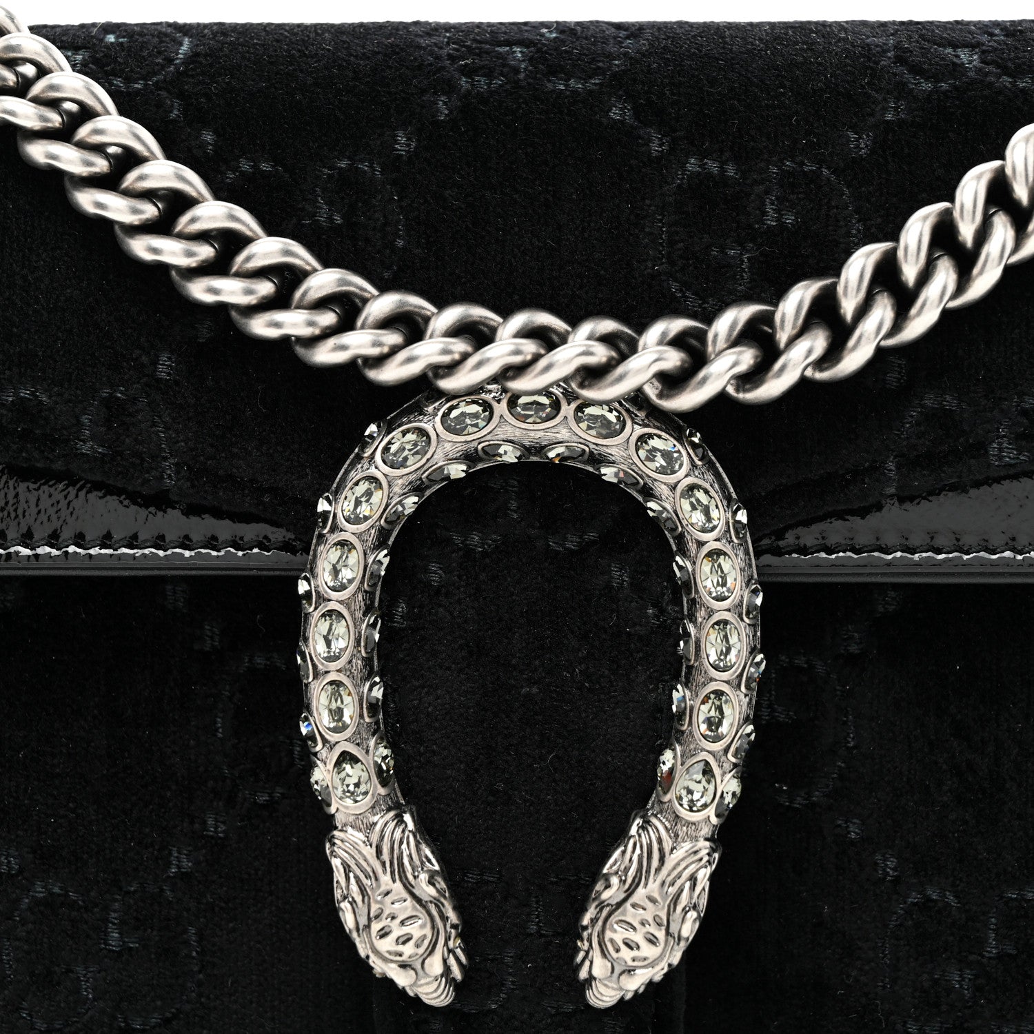 Gucci Velvet Skipper Crystal GG Monogram Small Dionysus Shoulder Bag Black Black Diamond 8 of 10