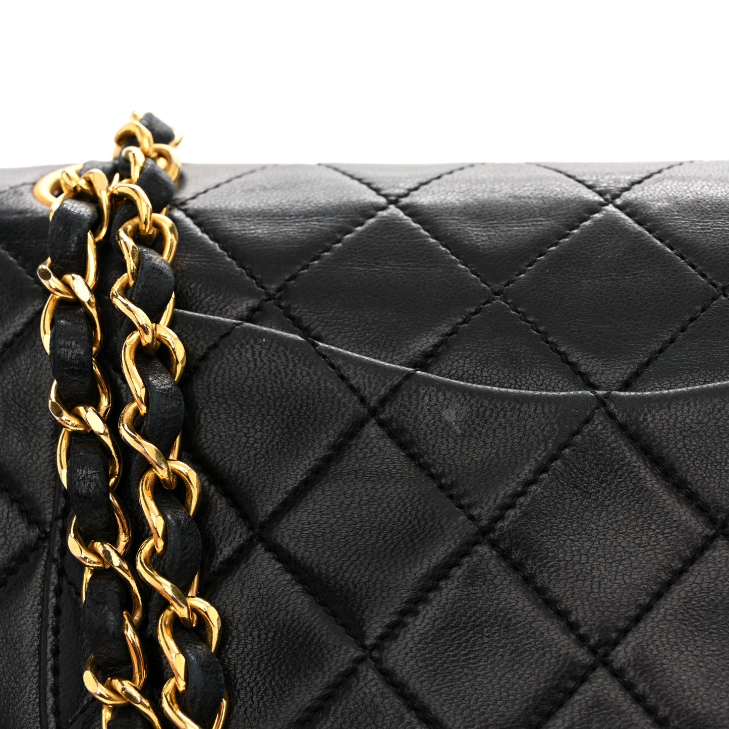 Lambskin Quilted Small Double Flap Black