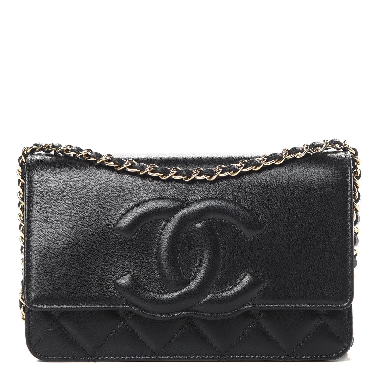 Chanel Goatskin Quilted Timeless CC Wallet On Chain WOC Black 1 of 14