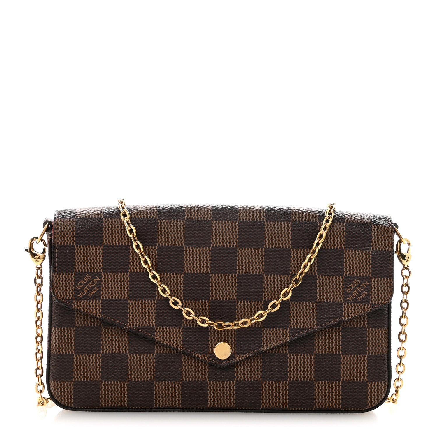Louis Vuitton Damier Ebene Pochette Felicie Chain Wallet 1 of 10
