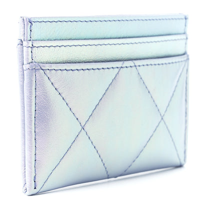 Chanel Iridescent Calfskin Quilted Chanel 19 Card Holder Light Purple 3 of 13