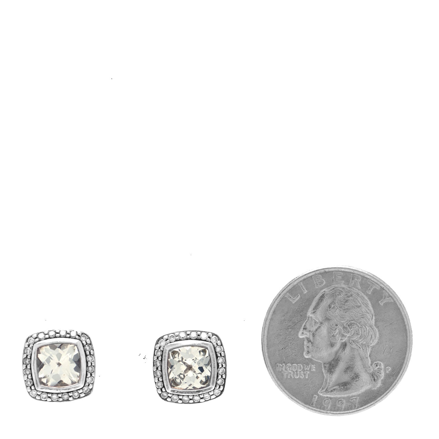Sterling Silver Diamond White Topaz 7mm Petite Albion Earrings