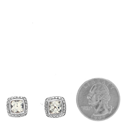 David Yurman Sterling Silver Diamond White Topaz 7mm Petite Albion Earrings 2 of 4