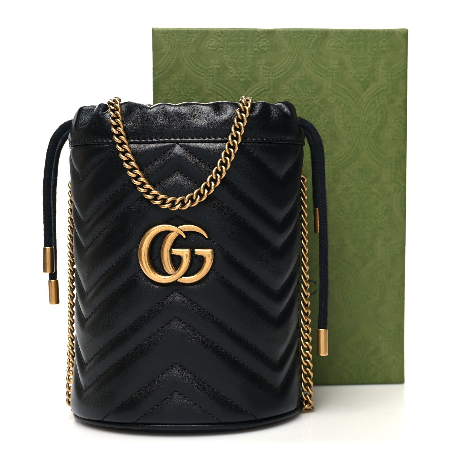 Gucci Calfskin Matelasse Mini GG Marmont 2.0 Bucket Bag Black 10 of 10