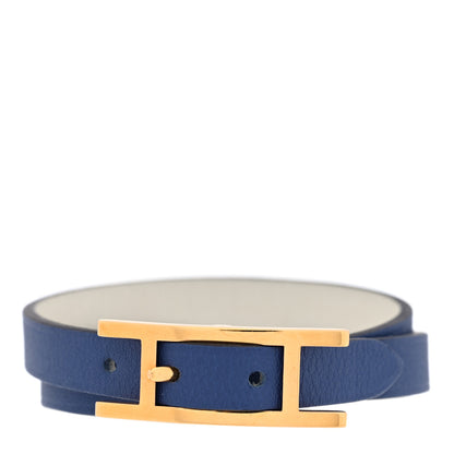 Hermes Chamonix Behapi Double Tour Bracelet T2 Bleu Brighton White 1 of 4