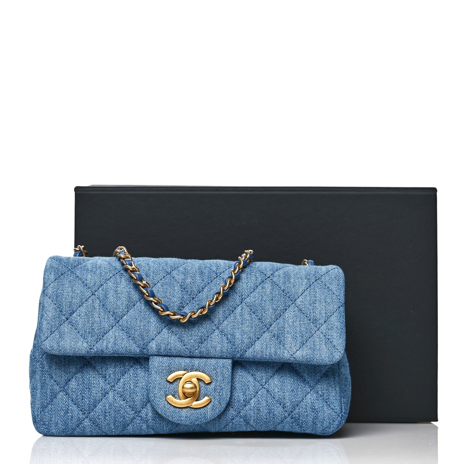 Chanel Denim Quilted Mini Pearl Crush Rectangular Flap Blue 11 of 11