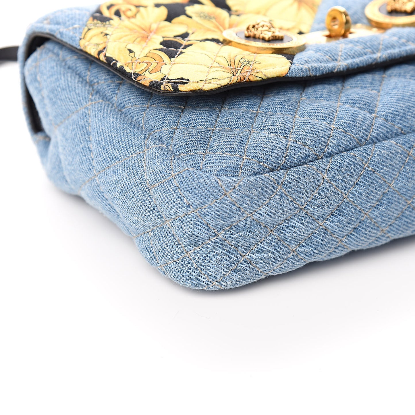 Denim Barocco Printed Icon Small Crossbody Bag Blue