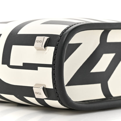 Fendi X MARC JACOBS Vitello King Plexiglass Logo Print Mini Fendi Sunshine Shopper Tote Black White 8 of 9