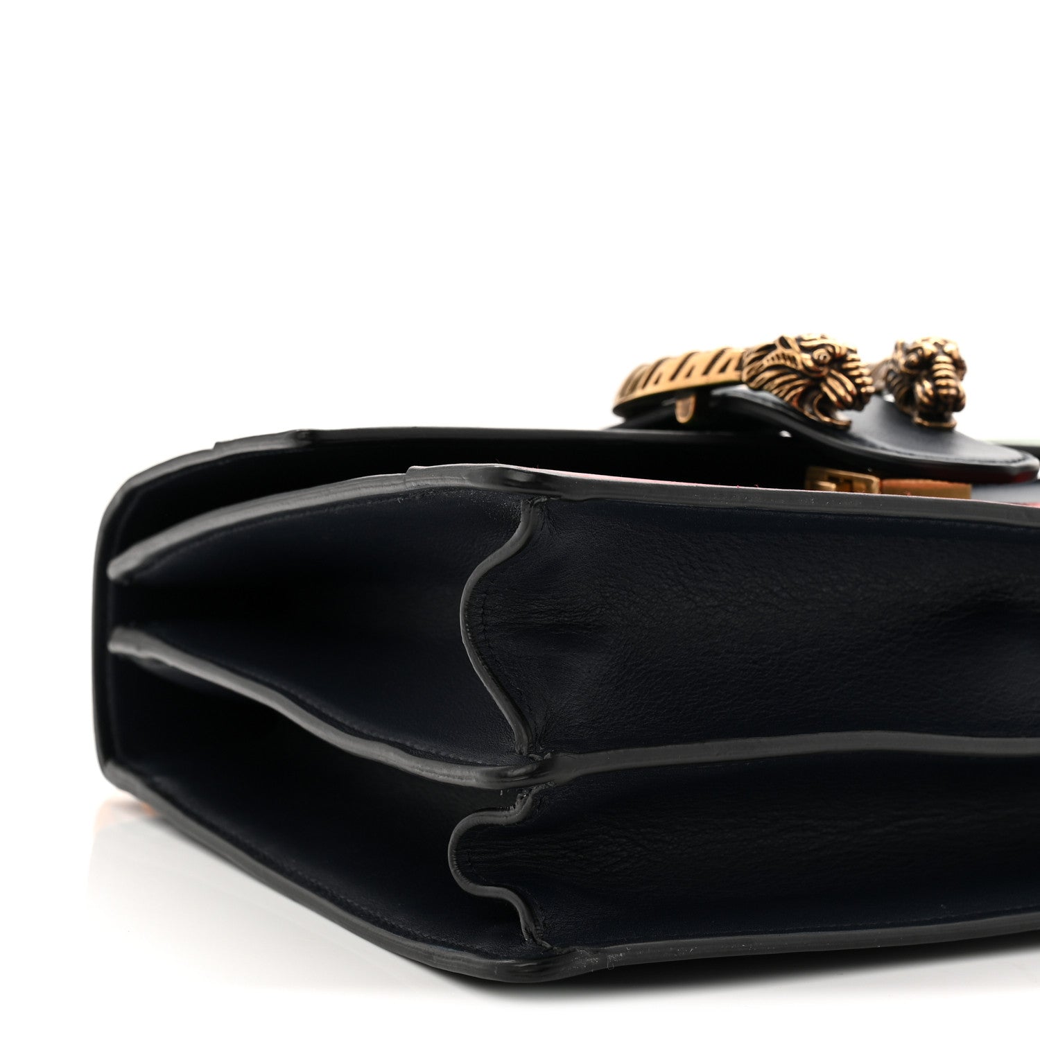 Gucci Moon Calfskin Web Medium Dionysus Bamboo Top Handle Bag Black Bright Evergreen Hibiscus Red 9 of 11