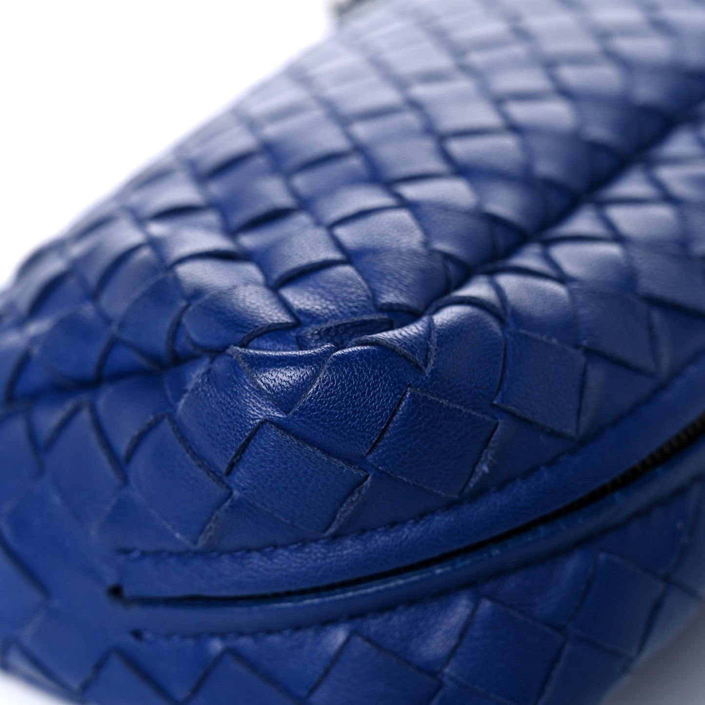 Nappa Intrecciato Small Chain Crossbody Cobalt