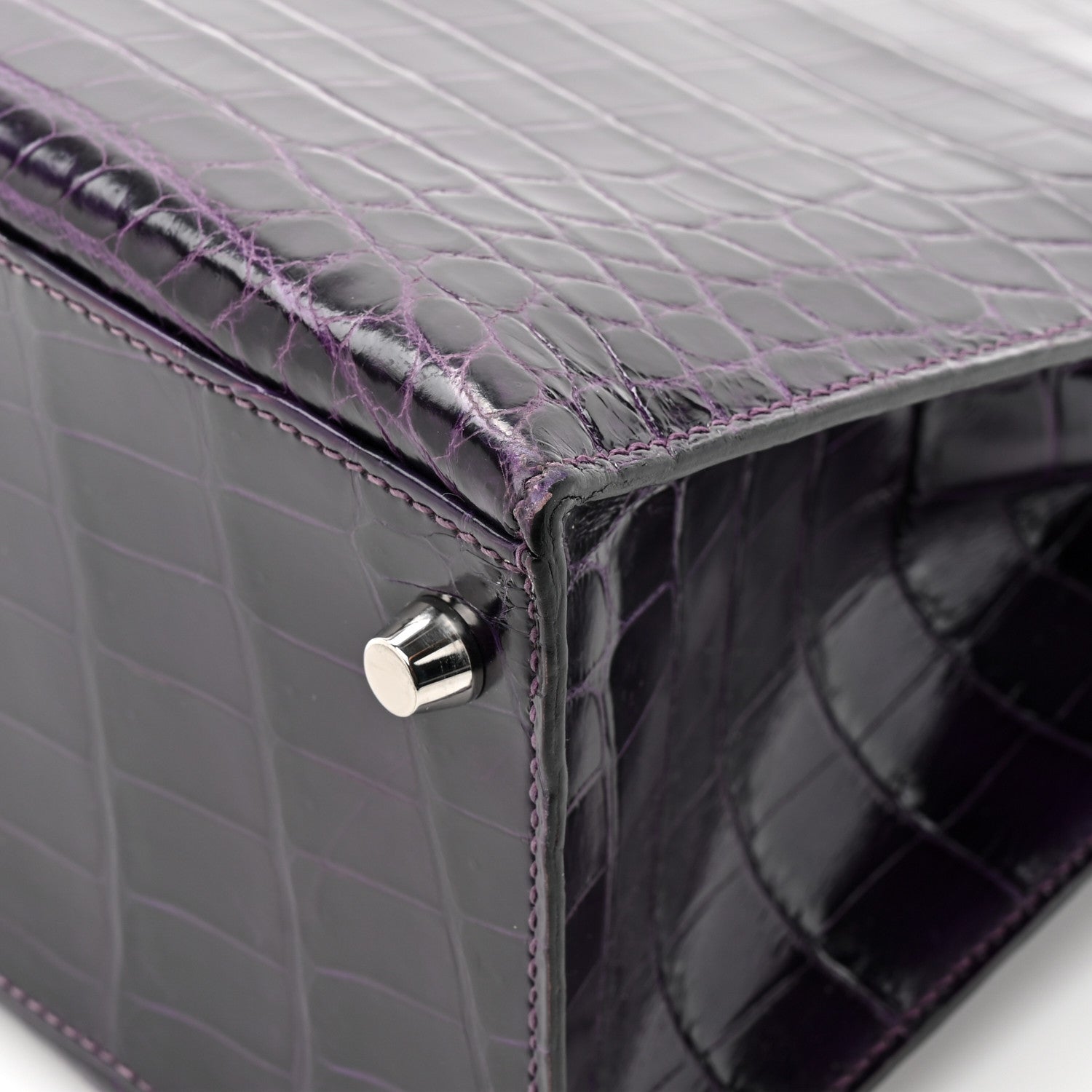 Hermes Shiny Niloticus Crocodile Kelly Sellier 28 Amethyst 23 of 23