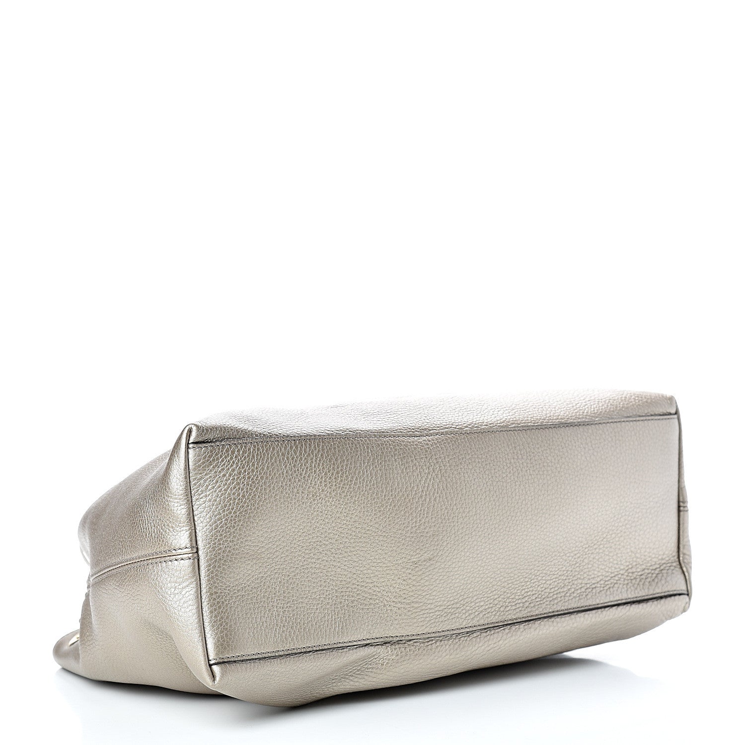 Gucci Metallic Pebbled Calfskin Medium Soho Chain Shoulder Bag Golden Beige 3 of 13