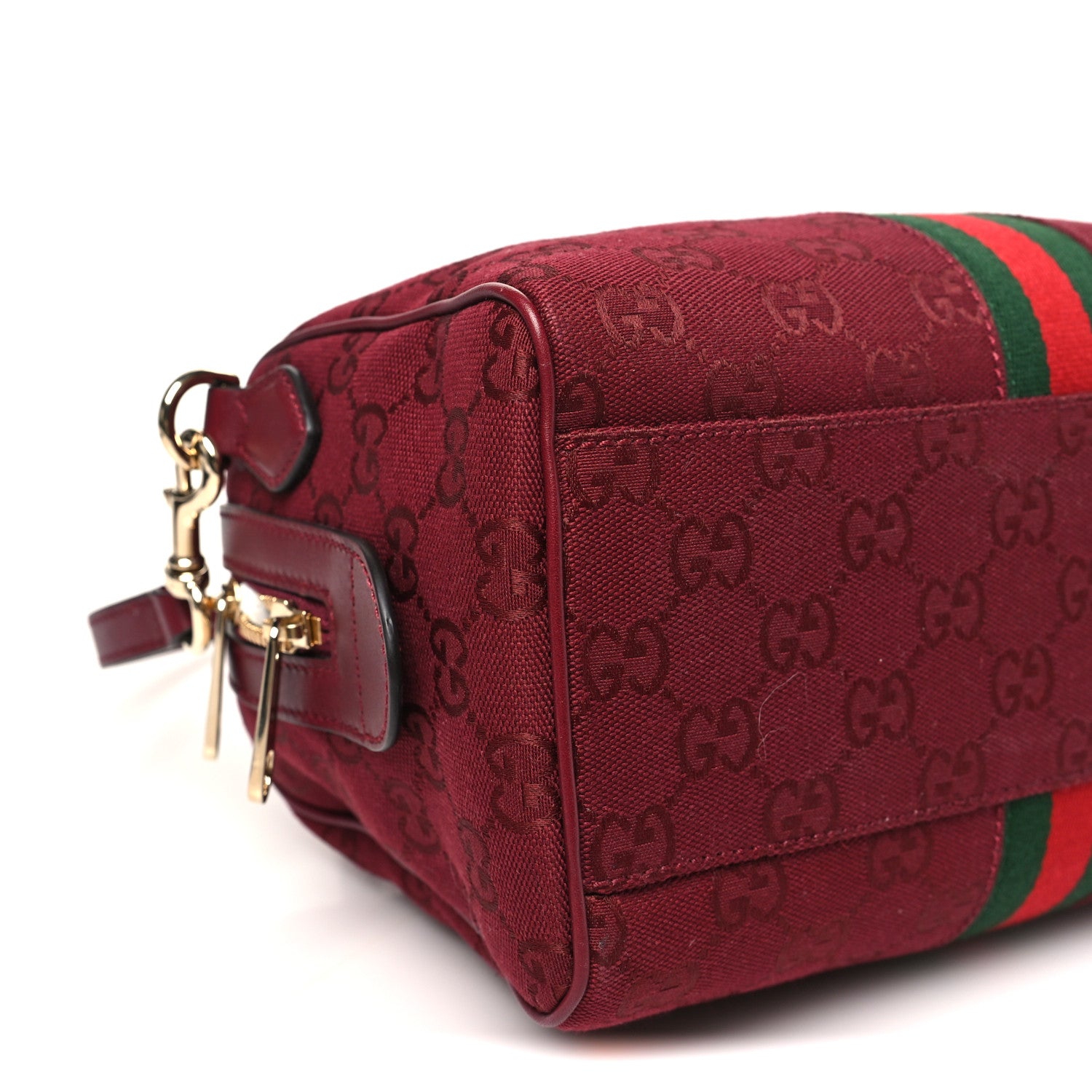 Gucci GG Monogram Textured Dollar Calfskin Web Small Ophidia Top Handle Bowler Bag Rosso Ancora 9 of 10