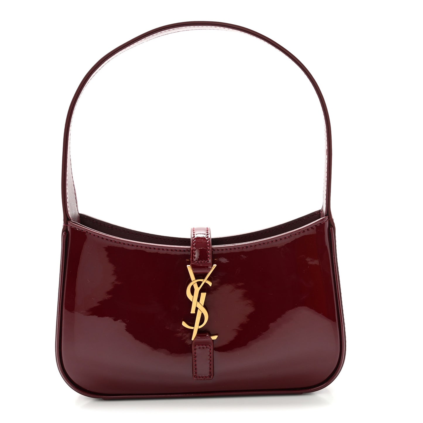 Patent Calfskin Le 5 A 7 Mini Hobo Red Grenat