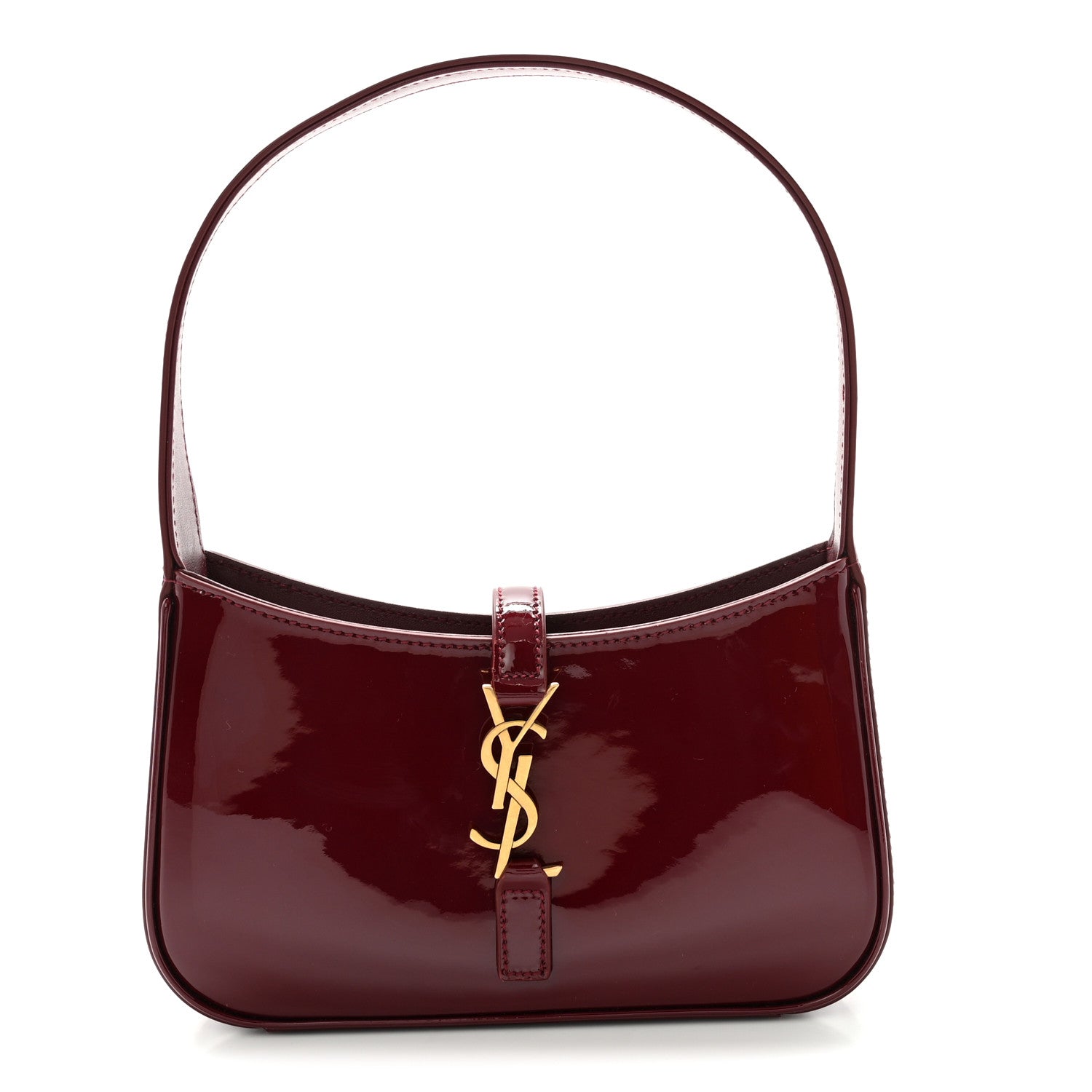 Saint Laurent Patent Calfskin Le 5 A 7 Mini Hobo Red Grenat 1 of 10