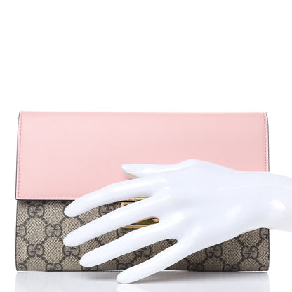 Gucci GG Supreme Monogram Calfskin Padlock Clutch Beige Perfect Pink 2 of 10