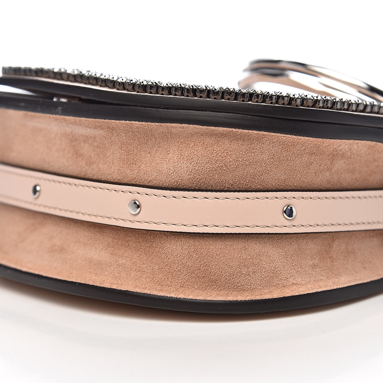 Chloe Calfskin Crystal Embellished Small Nile Bracelet Bag Cement Pink 8 of 9