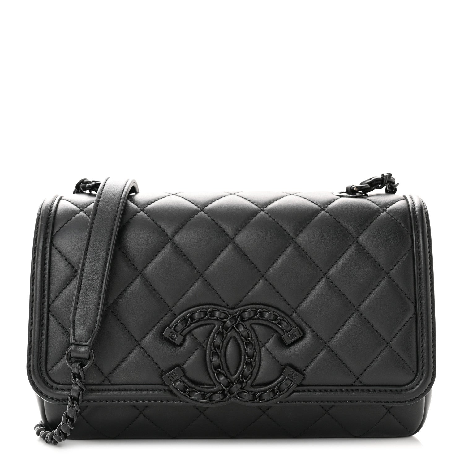 Chanel Lambskin Quilted Small CC Filigree Flap Black 1 of 10