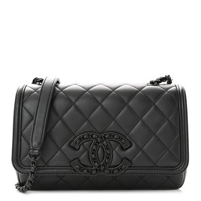 Chanel Lambskin Quilted Small CC Filigree Flap Black 1 of 10
