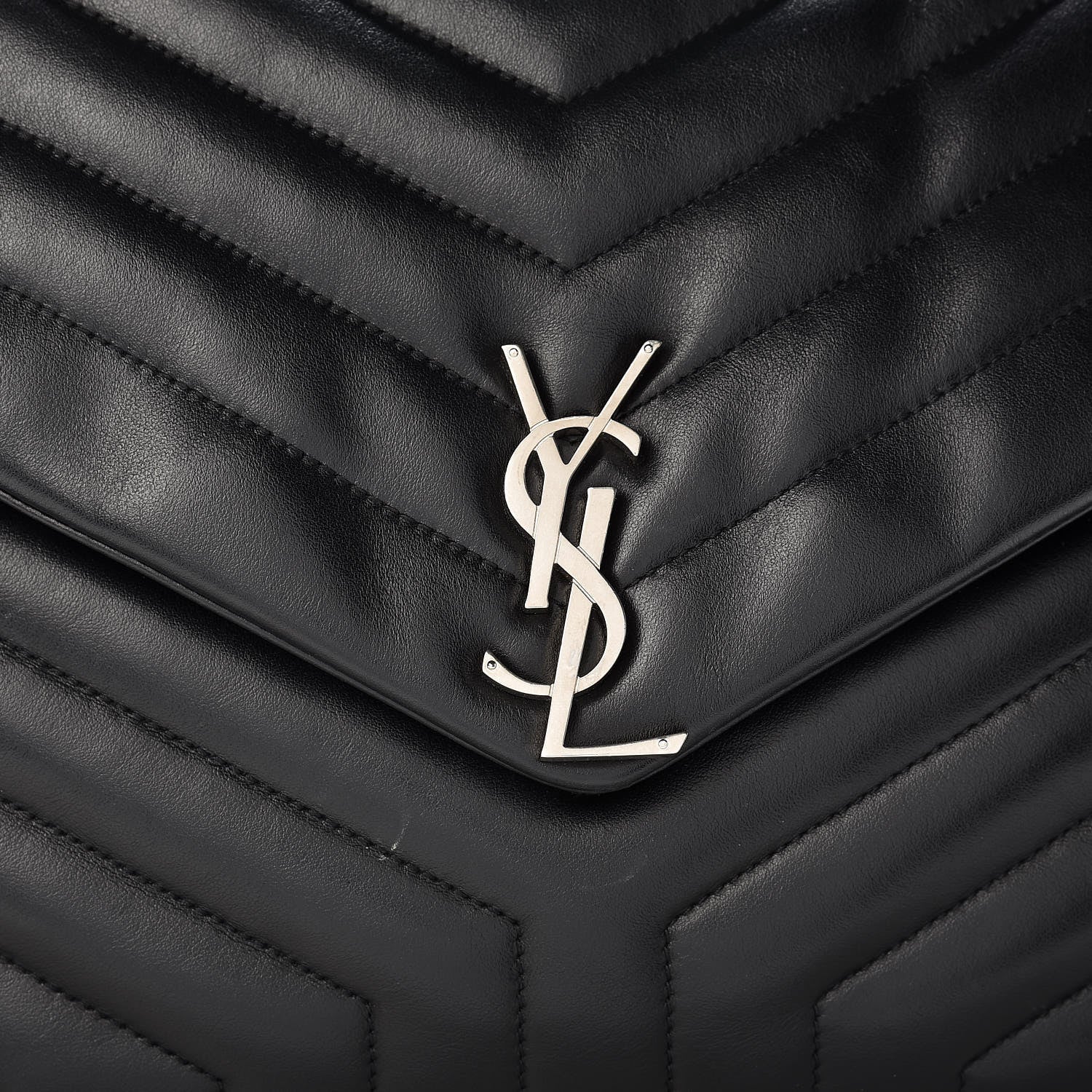 Saint Laurent Calfskin Y Quilted Monogram Large Loulou Chain Satchel Black 11 of 14