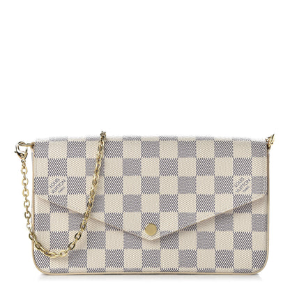 Louis Vuitton Damier Azur Pochette Felicie Chain Wallet Rose Ballerine 1 of 10