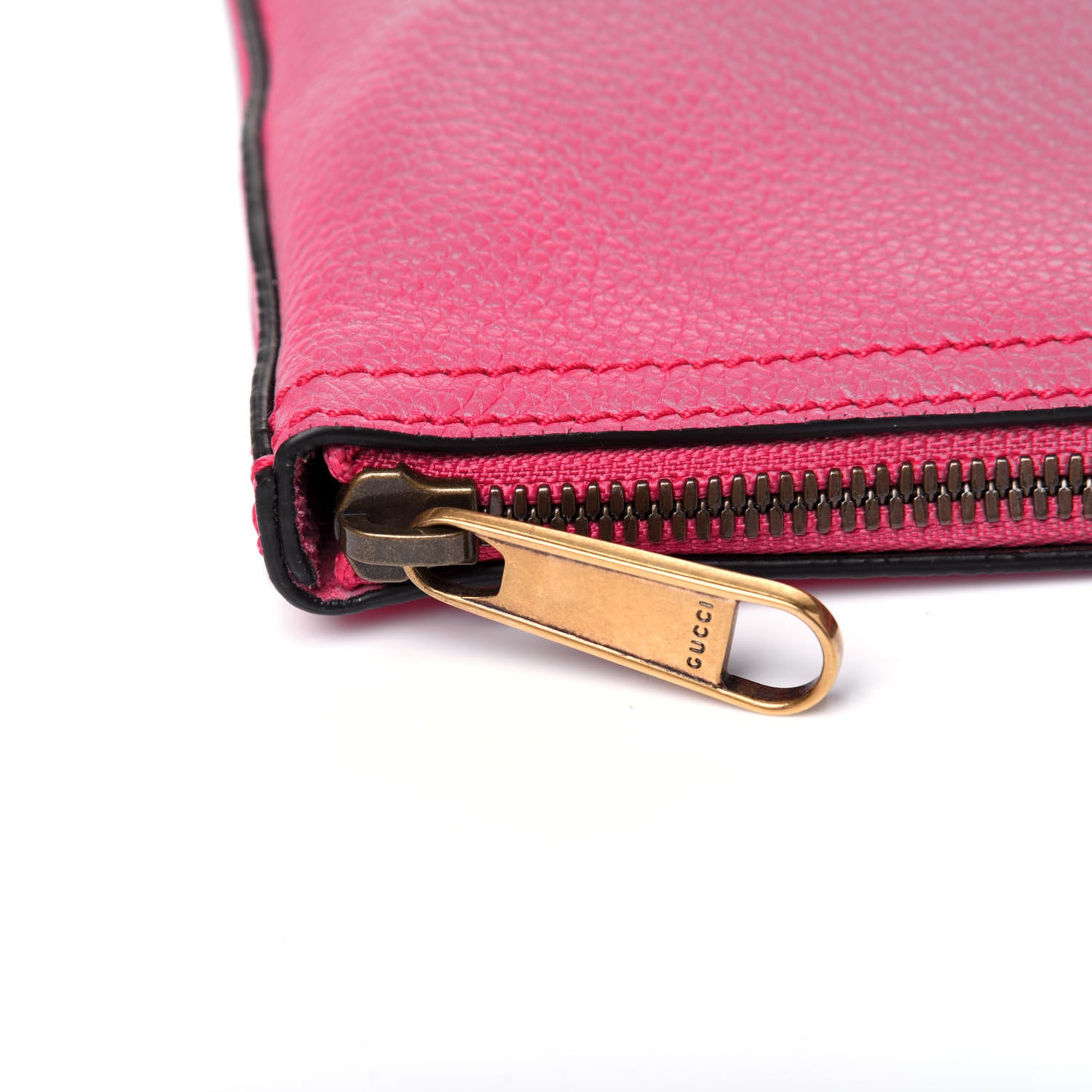 Pebbled Calfskin Medium Logo Portfolio Clutch Box Pink Green