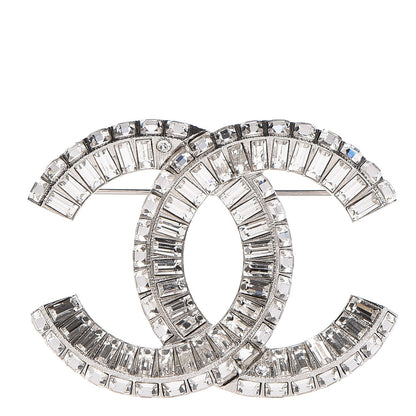 Chanel Baguette Crystal CC Brooch Silver 1 of 5