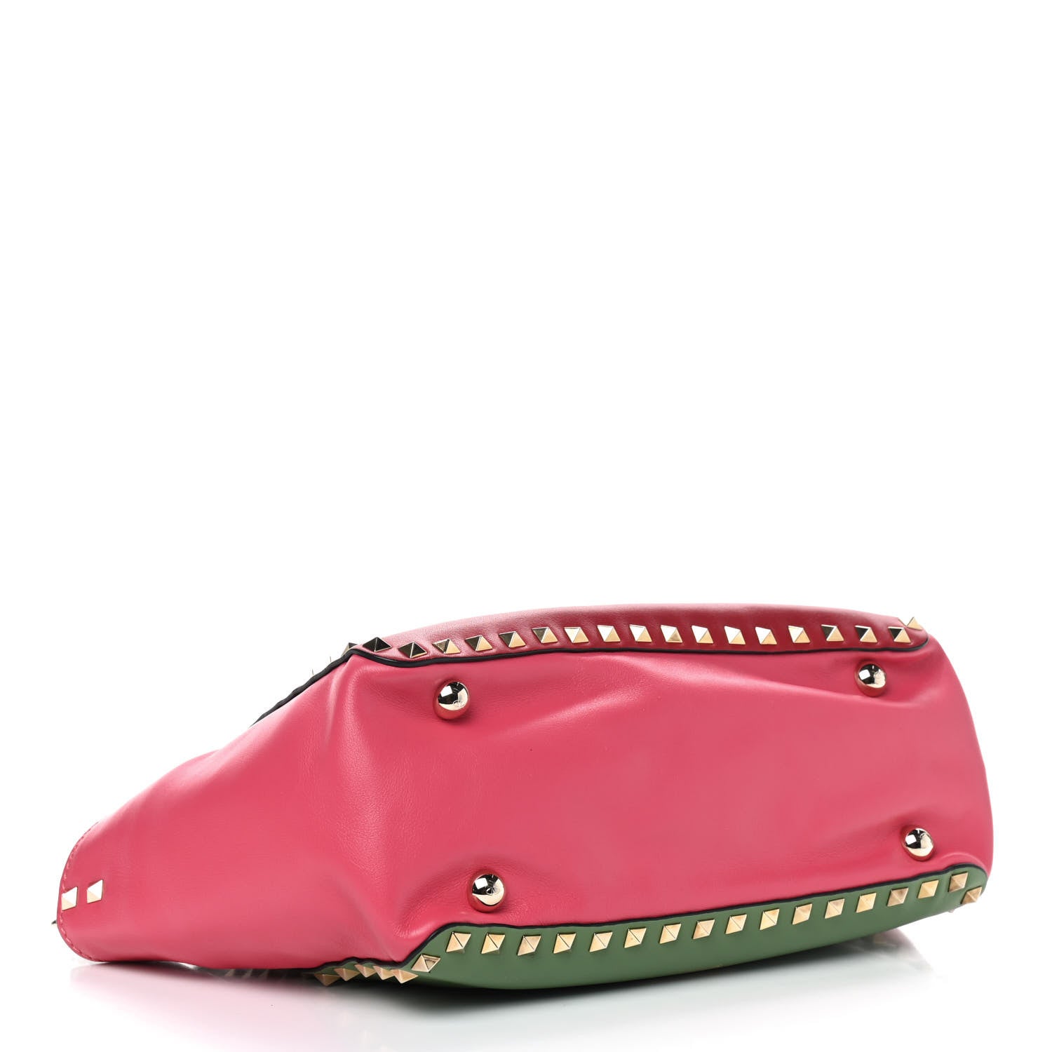 Valentino Garavani Vitello Colorblock Small Rockstud Tote Deep Rose Clover Grey Scarlet 3 of 9