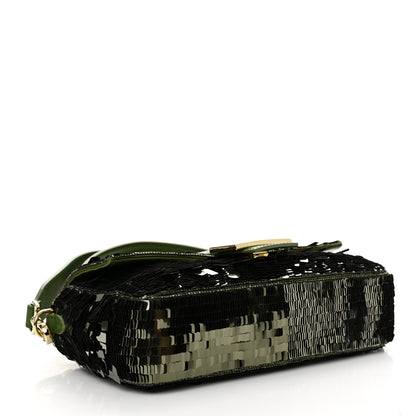 Fendi Sequin Paillettes Vitello Grace Sex and the City Baguette Avocado 4 of 9