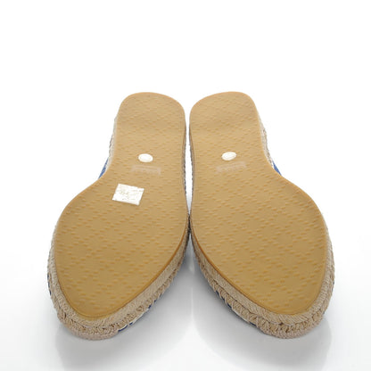 Gucci Canvas Embroidered Striped Espadrilles 39 Caspian White 5 of 10