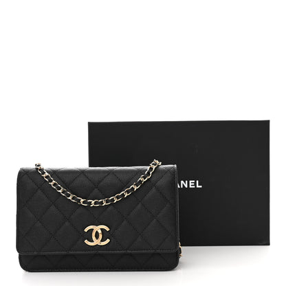 Chanel Caviar Quilted Striated CC Wallet On Chain WOC Black 13 of 13