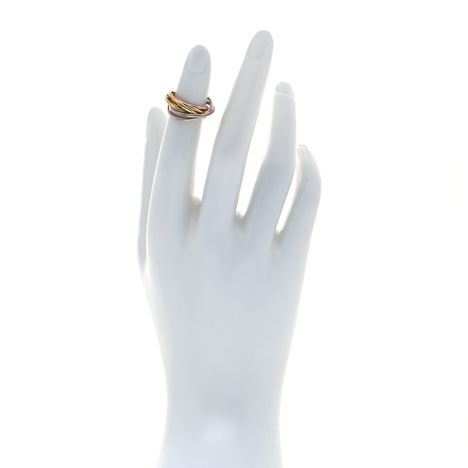 Cartier 18K Pink White Yellow Gold 7 Band Trinity Ring 47 4 2 of 5