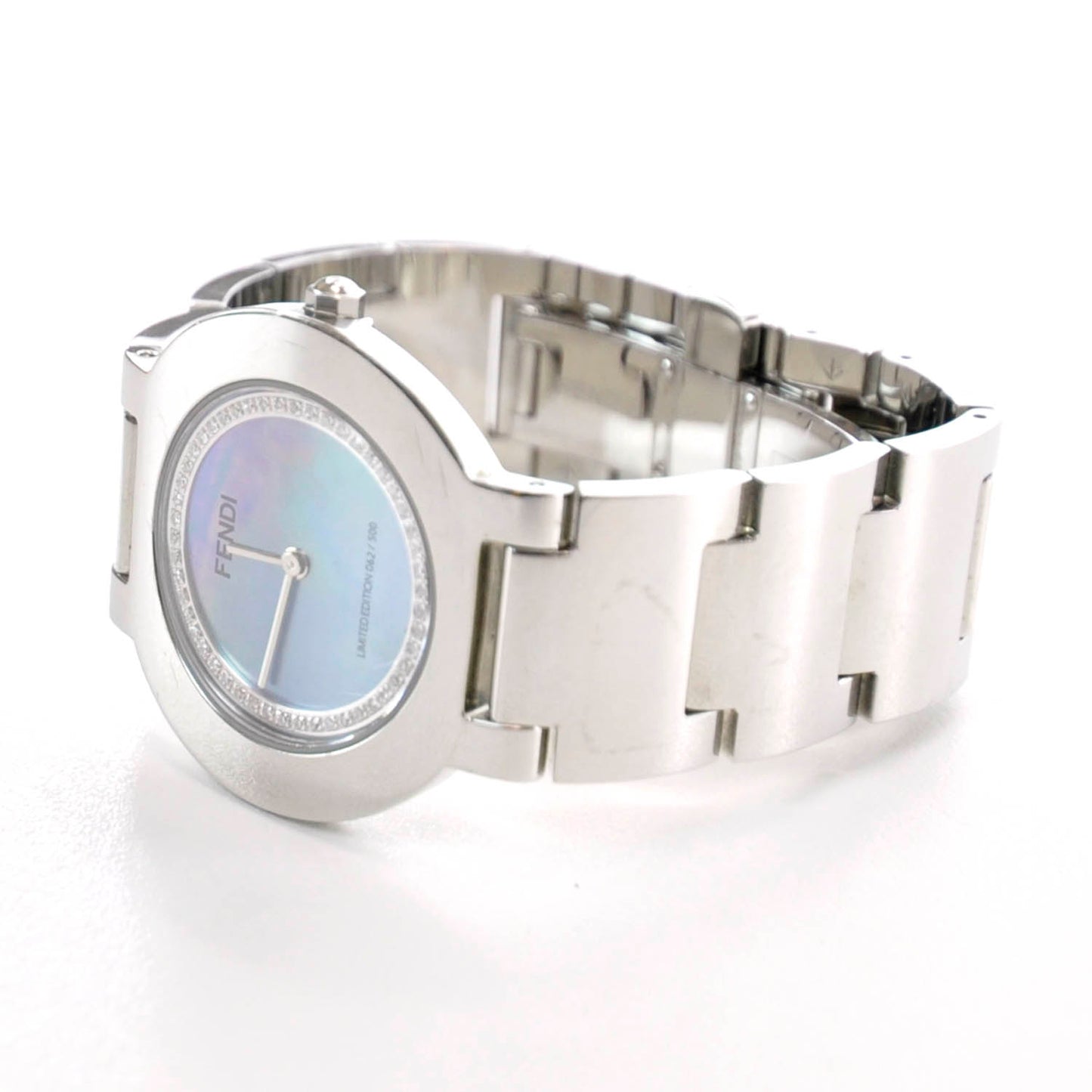 Stainless Steel Diamond Bezel Blue Mother of Pearl 35mm Orologi Quartz Watch
