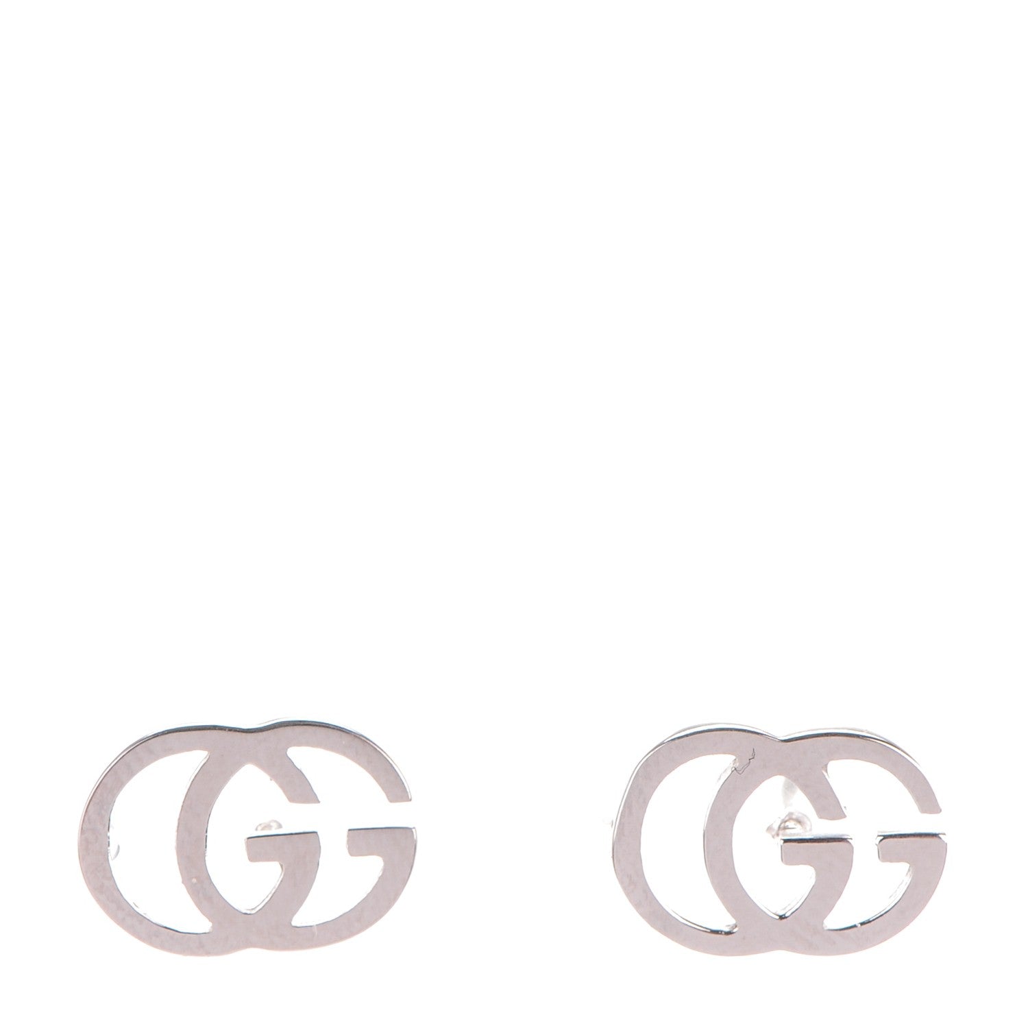 Gucci 18K White Gold GG Tissue Stud Earrings 1 of 5