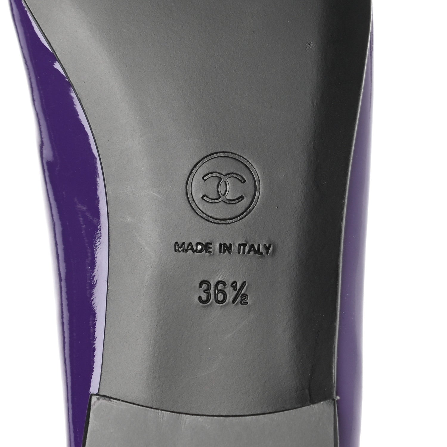 Chanel Patent Calfskin CC Cap Toe Ballerina Flats 36.5 Purple 6 of 11