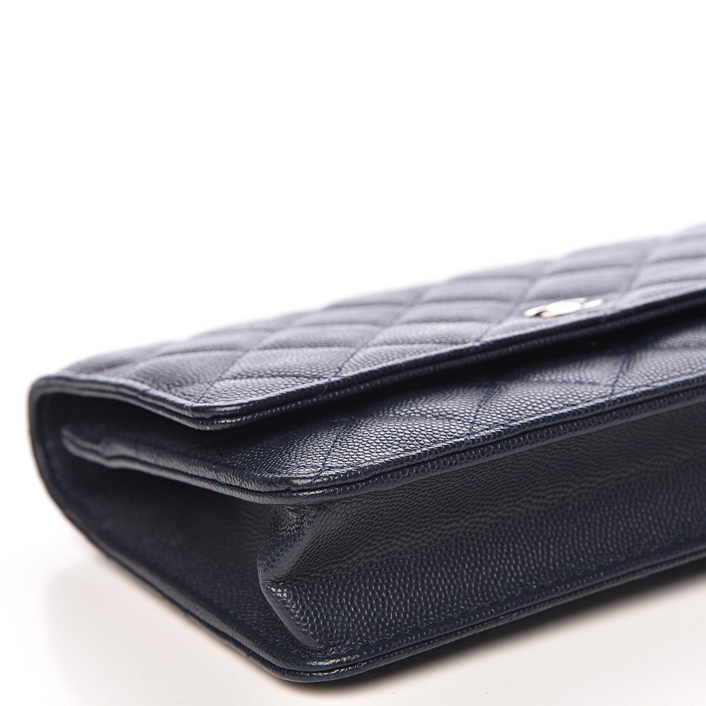 Caviar Quilted Wallet On Chain WOC Navy Blue