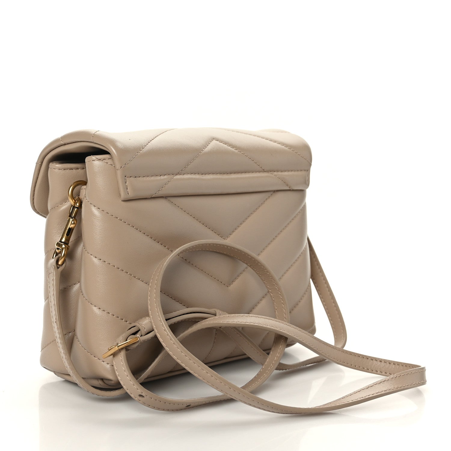 Saint Laurent Calfskin Y Quilted Monogram Toy Loulou Crossbody Bag Dark Beige 3 of 9