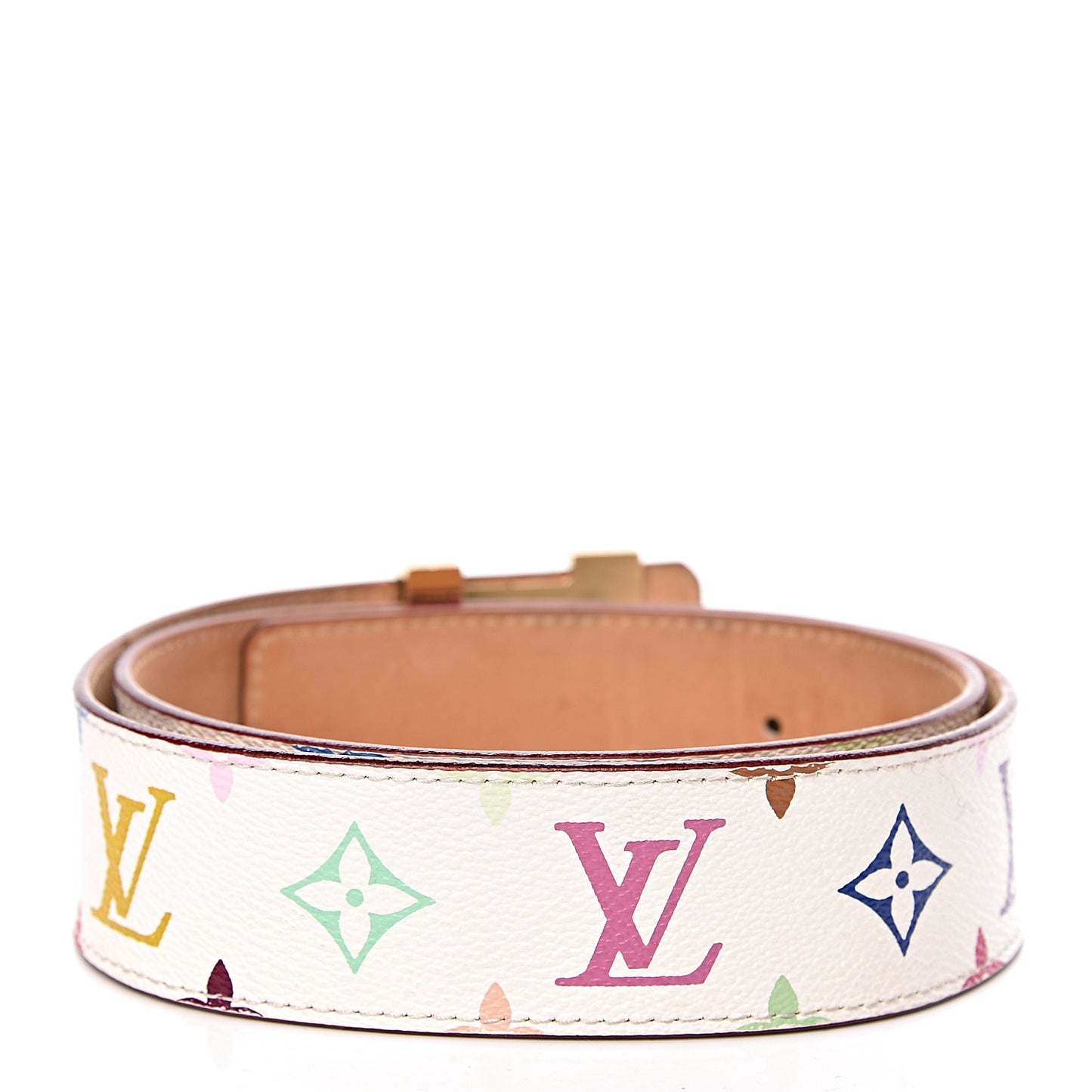 Monogram Multicolor Studded LV Initiales Belt 80 32 White