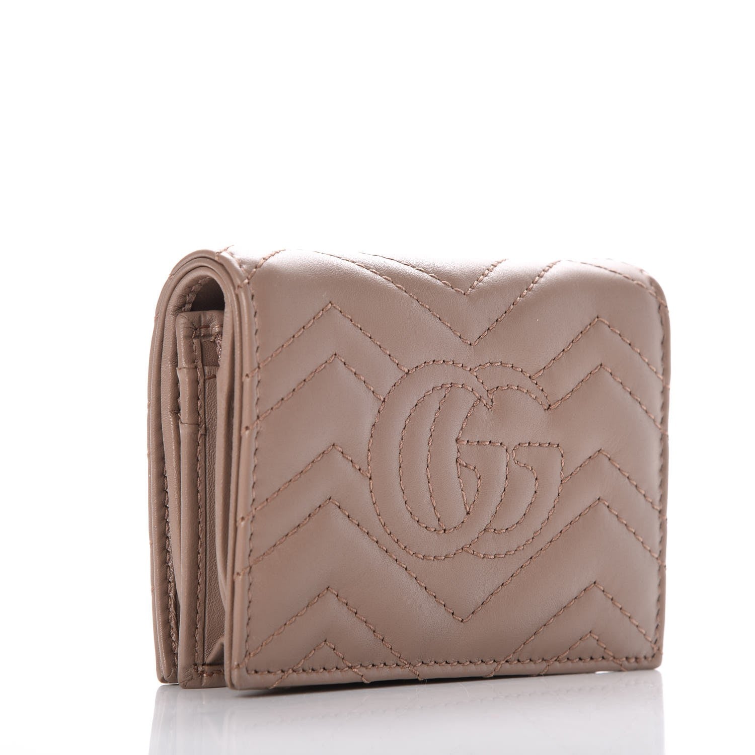 Gucci Calfskin Matelasse GG Marmont Card Case Wallet Porcelain Rose 3 of 8