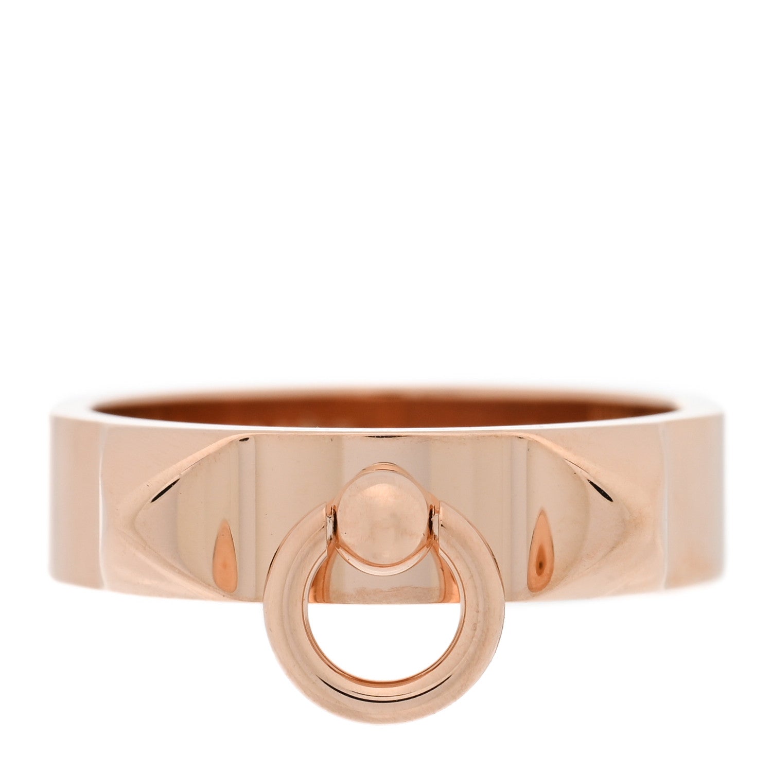 Hermes 18K Rose Gold PM Collier De Chien Ring 53 6.5 1 of 5