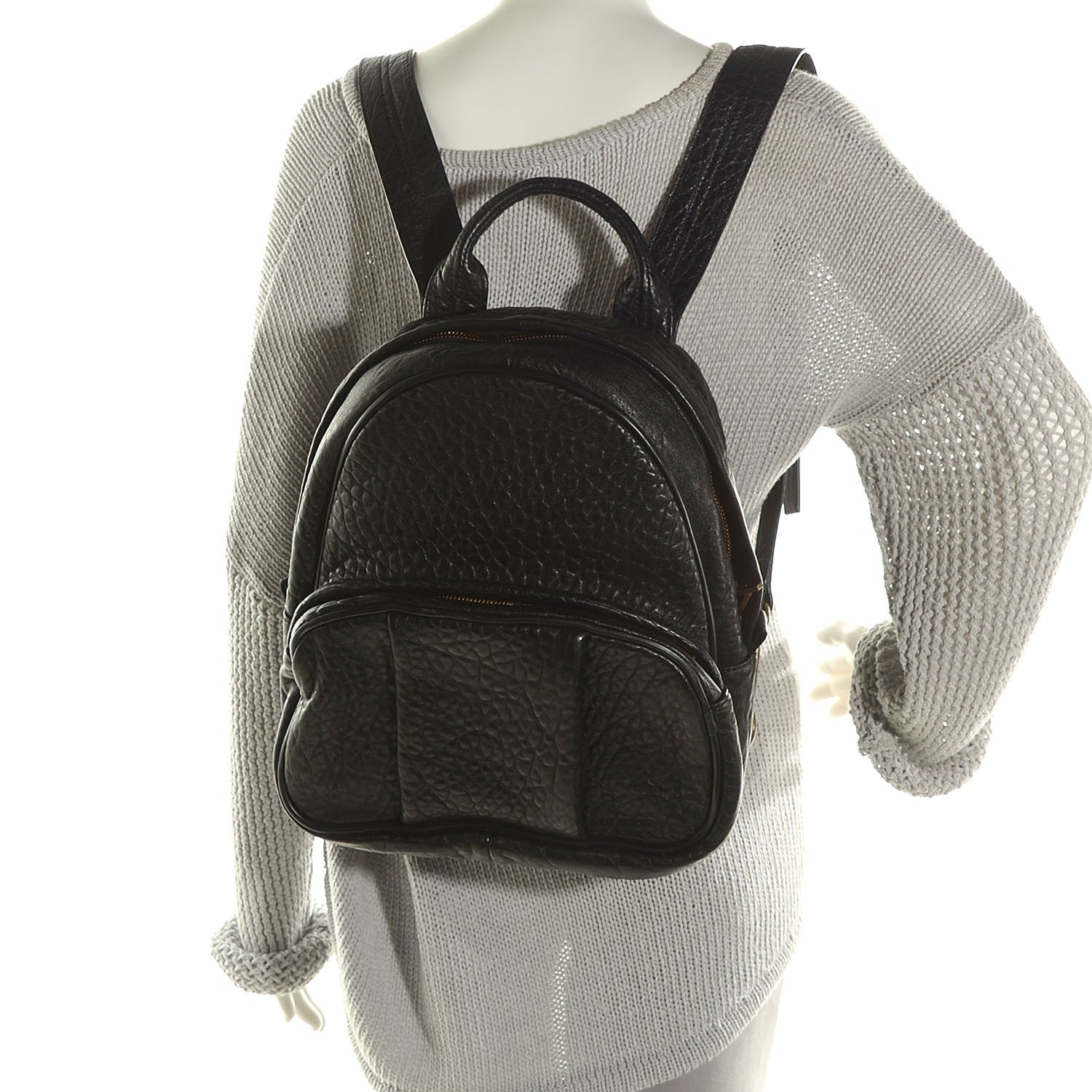 Alexander Wang Pebbled Lambskin Dumbo Backpack Black Antique Brass Hardware 2 of 8