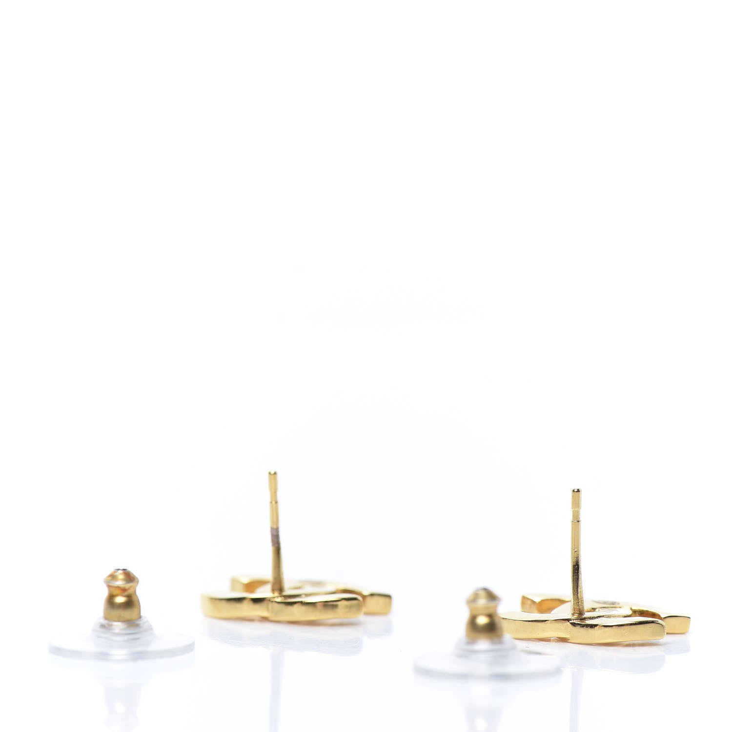Chanel Metal CC Paris Button Stud Earrings Gold 3 of 6