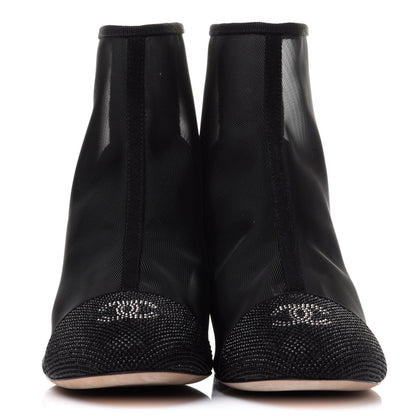 Chanel Mesh Suede Cap Toe Embellished Short Boots 37 Black 2 of 12